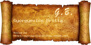 Gyorgyevics Britta névjegykártya